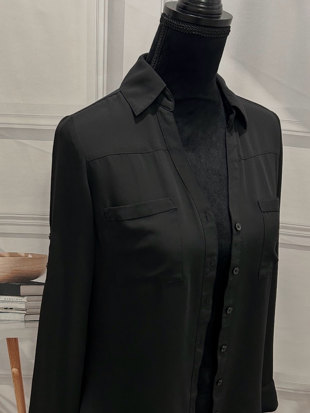 Express Black “The Portofino” Button-Front Women's Blouse XS/TP
